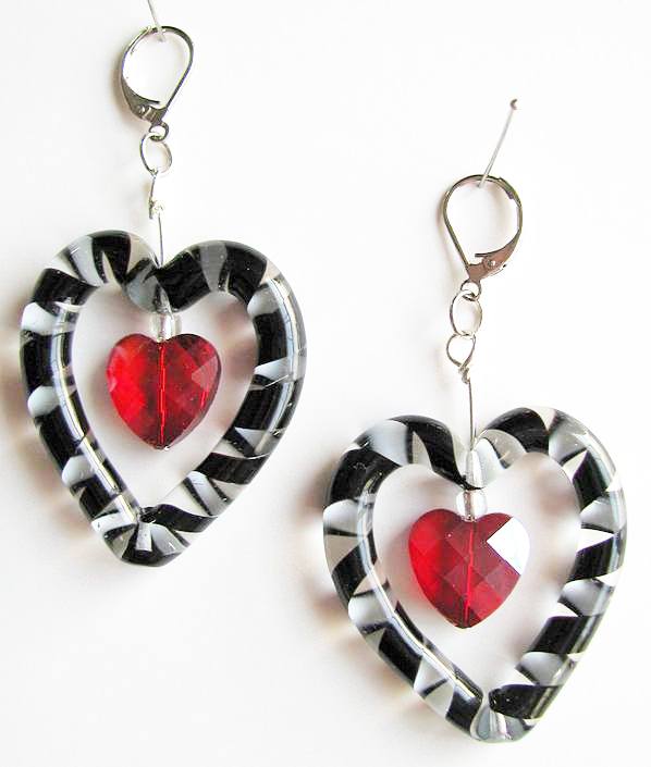 Double Glass Hearts - red pair